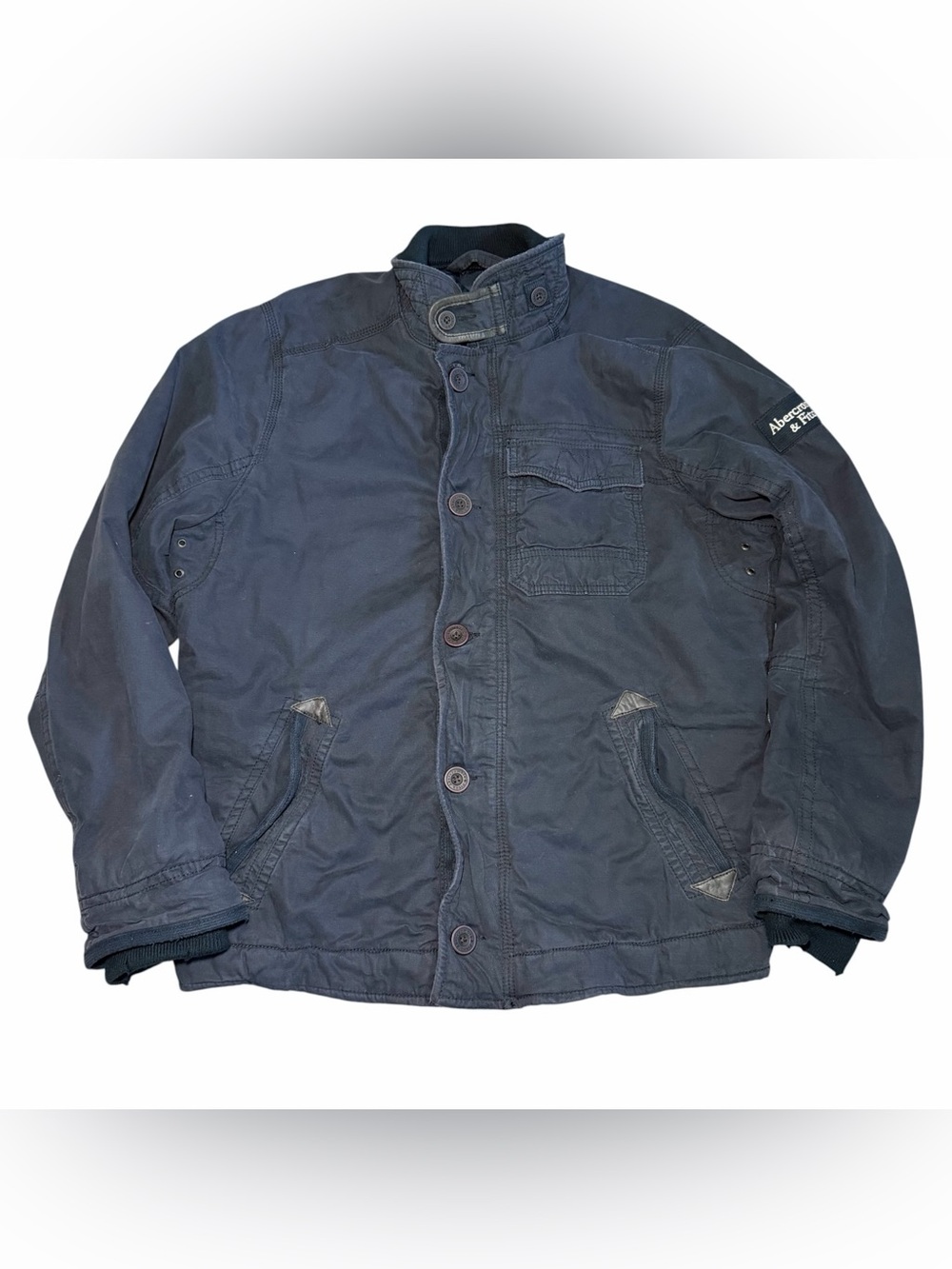 Vintage Abercrombie & Fitch Mens Utility Jacket XL Distressed Navy NWT Y2K Grail